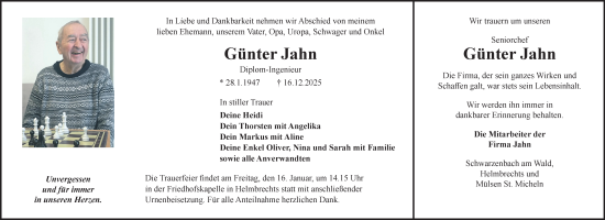 Traueranzeige von Günter Jahn von Frankenpost