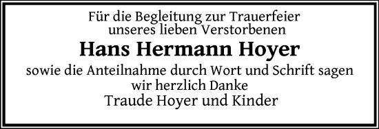 Traueranzeige von Hans  Hoyer von Frankenpost