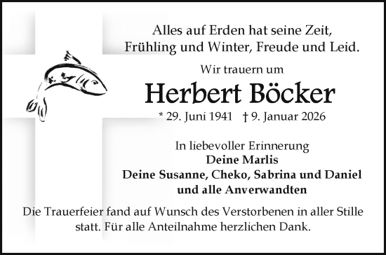 Traueranzeige von Herbert Böcker von Frankenpost