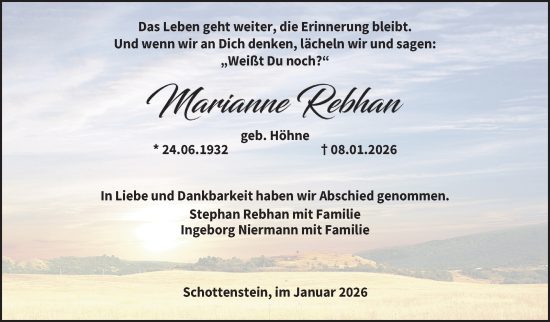 Traueranzeige von Marianne Rebhan von Neue Presse Coburg