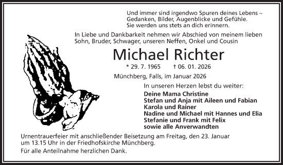 Traueranzeige von Michael Richter von Frankenpost