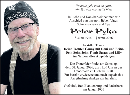 Traueranzeige von Peter Pyka von Südthüringer Presse