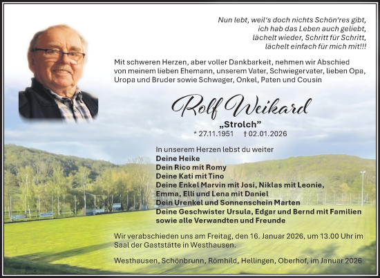 Traueranzeige von Rolf Weikard von Südthüringer Presse