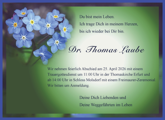 Traueranzeige von Thomas Laube von Südthüringer Presse