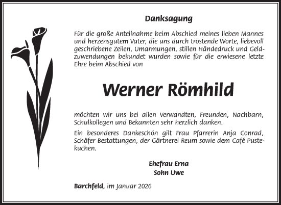 Traueranzeige von Werner Römhild von Südthüringer Presse