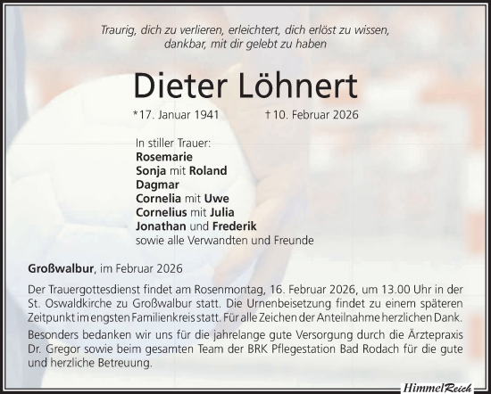 Traueranzeige von Dieter Löhnert von Neue Presse Coburg