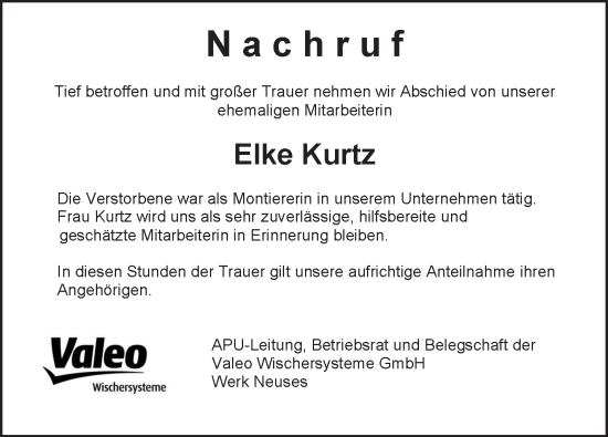 Traueranzeige von Elke Kurtz von Neue Presse Coburg