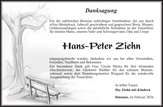 Traueranzeige von Hans-Peter Ziehn von Südthüringer Presse