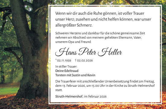 Traueranzeige von Hans Peter Heller von Südthüringer Presse