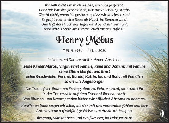 Traueranzeige von Henty Möbus von Südthüringer Presse