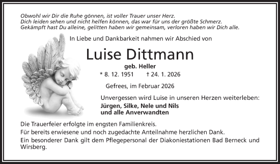 Traueranzeige von Luise Dittmann von Frankenpost