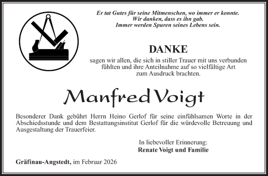 Traueranzeige von Manfred Voigt von Südthüringer Presse