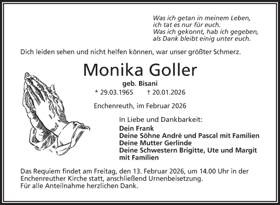 Traueranzeige von Monika Goller von Frankenpost