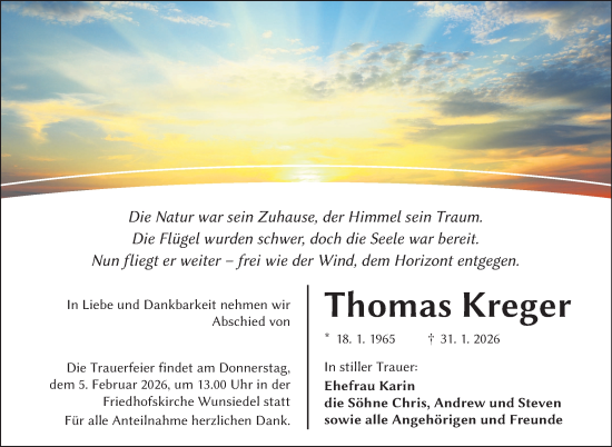 Traueranzeige von Thomas Kreger von Frankenpost